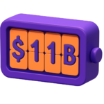 Flip clock with $11B.