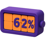 Flip clock with 62%