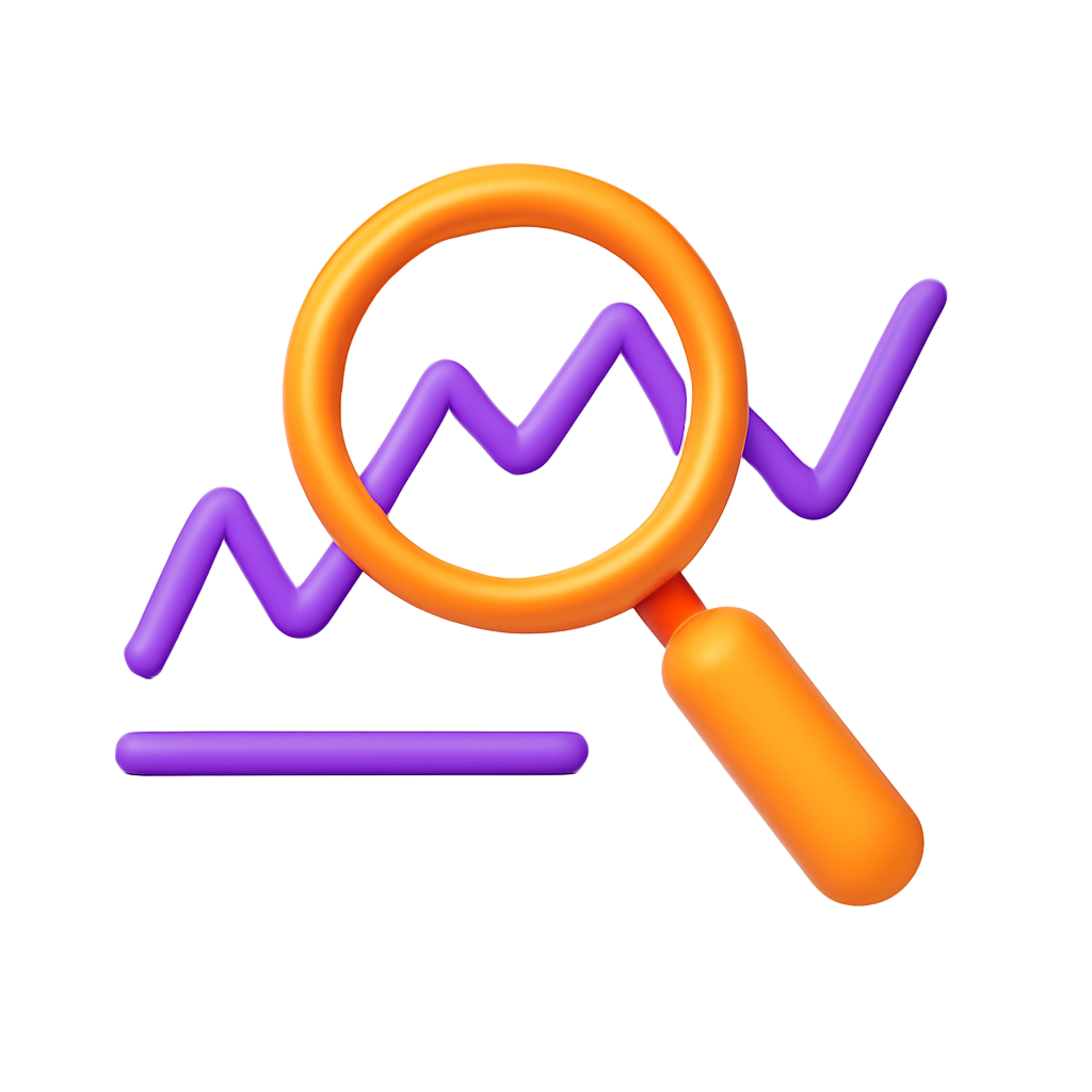 magnifying glass looking at data
