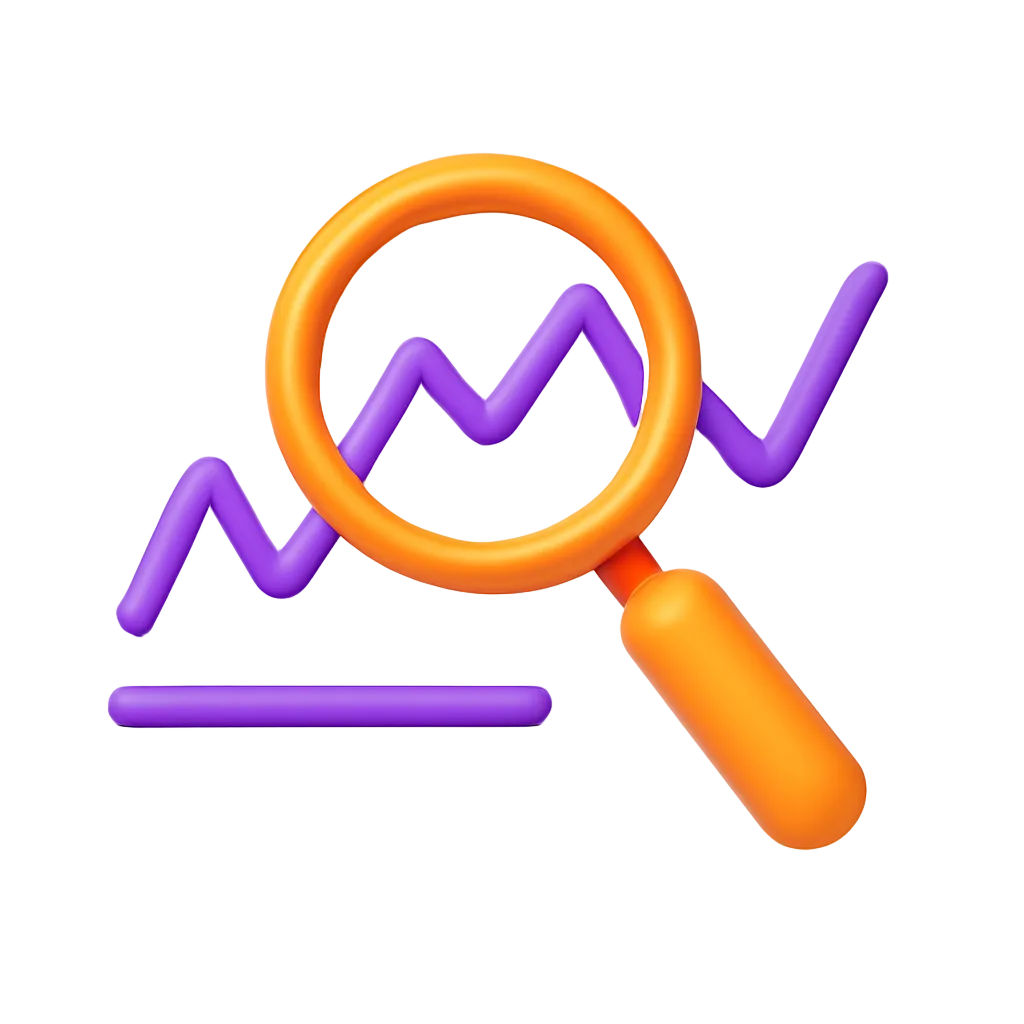 magnifying glass looking at data