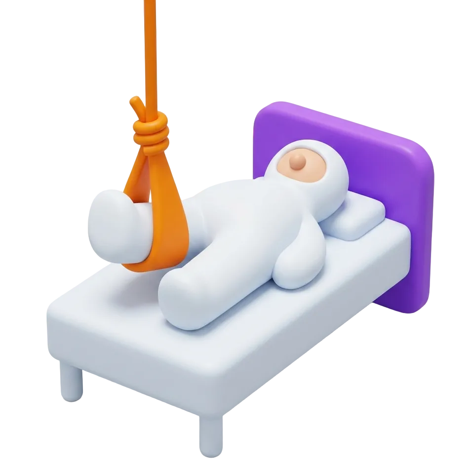 person in full body cast in traction