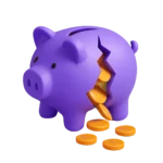 A cracked piggy bank