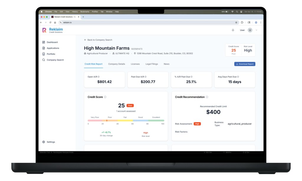 Laptop screen with credit report.