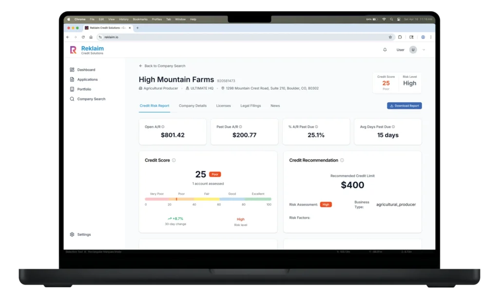 Laptop screen with credit report.