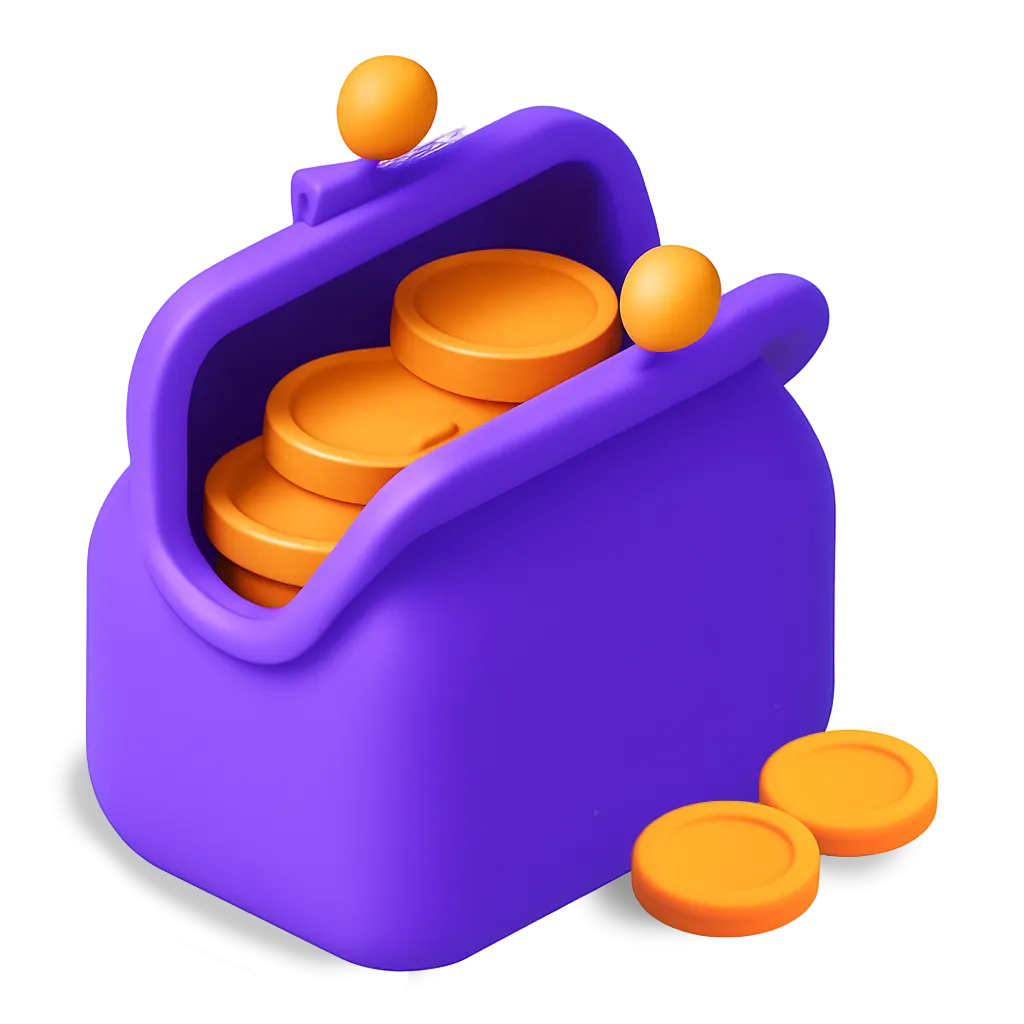 Change purse with gold coins