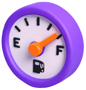 fuel gauge with arrow on full