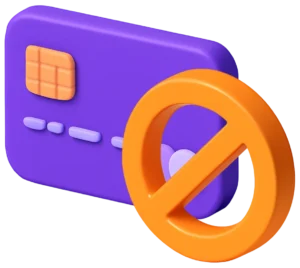 credit card with circle and slash