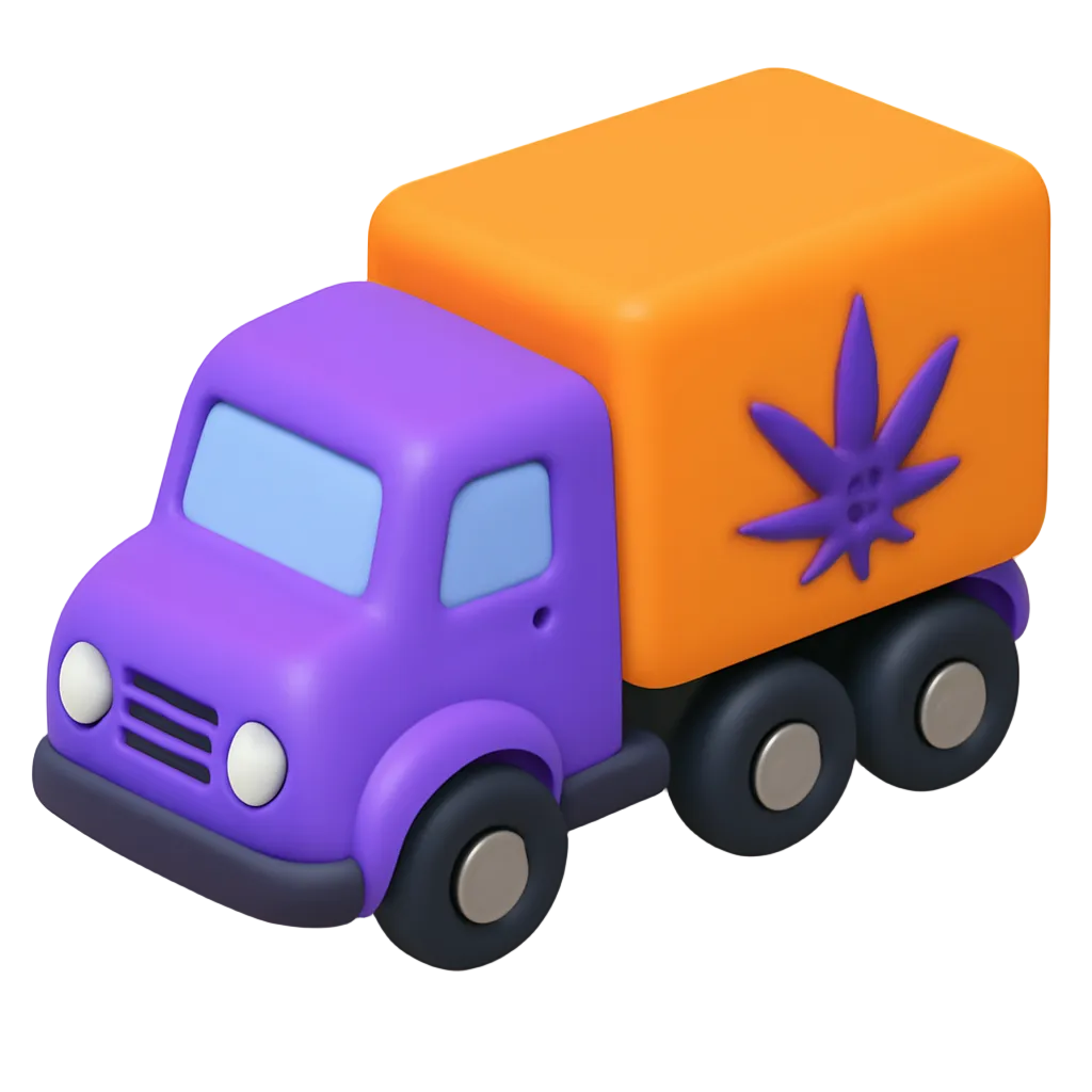 Tractor trailer with cannabis leaf on the side